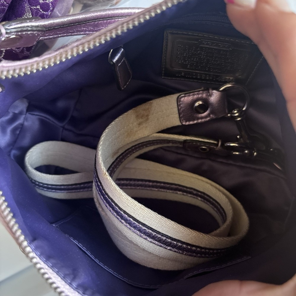 Vtg COACH Poppy Pink Purple Sequin Signature C Shoulder Bag Mcbling Y2K - Picture 12 of 14